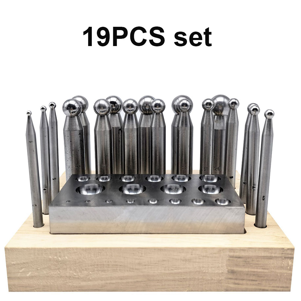 Kit di 19 Punzoni in Acciaio d - Dapping Block And Punch Set Jewelry Doming recensione e prezzo