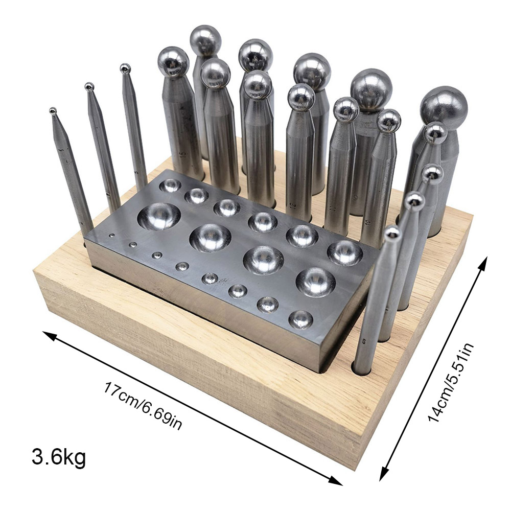 Kit di 19 Punzoni in Acciaio d - Dapping Block And Punch Set Jewelry Doming recensione e prezzo